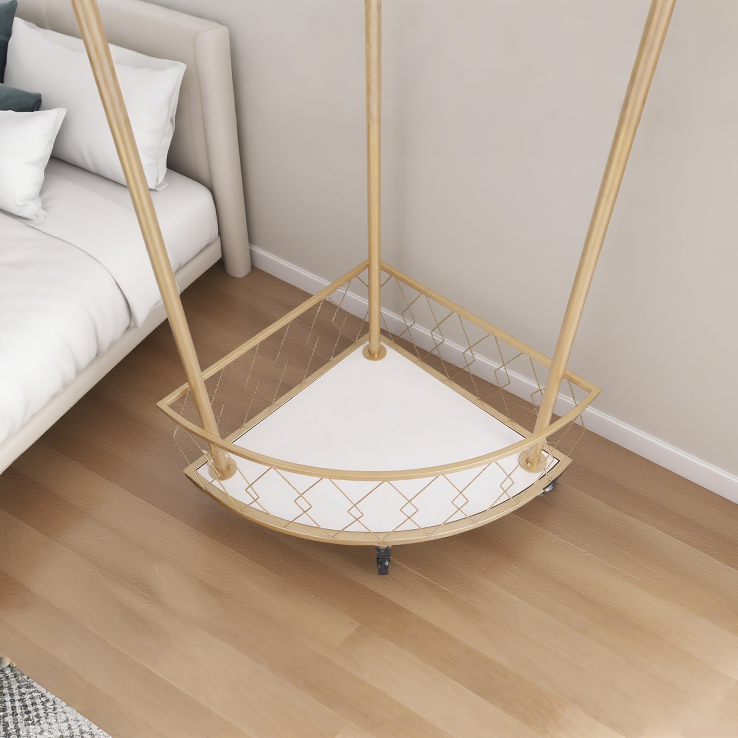 Gold Metal Corner Coat Rack