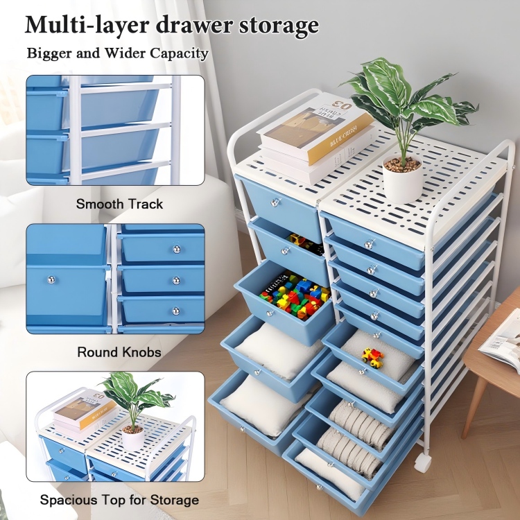 New Mobile Storage Box Makes Its Debut: Blue Cabinet Paired with White Tubes Sets New Home Storage Trend