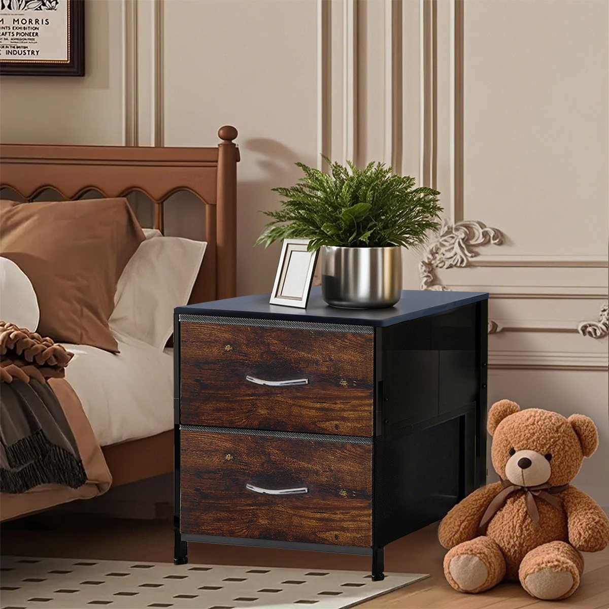 Iron Storage Bedside Cabinet