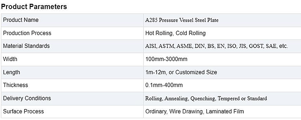 Pressure Vessel Steel Plate Description