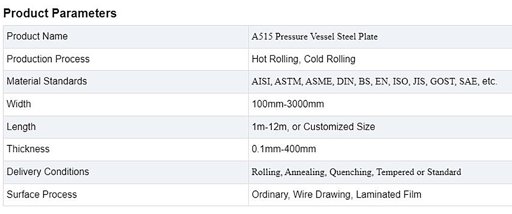 Pressure Vessel Steel Plate Description