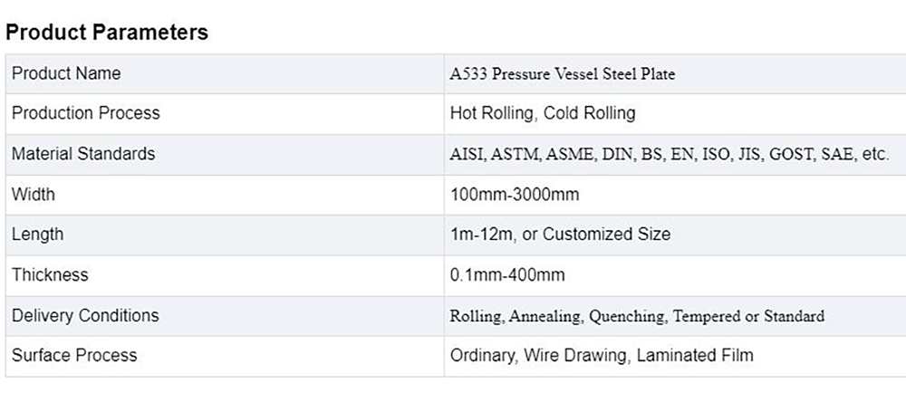 Pressure Vessel Steel Plate Description