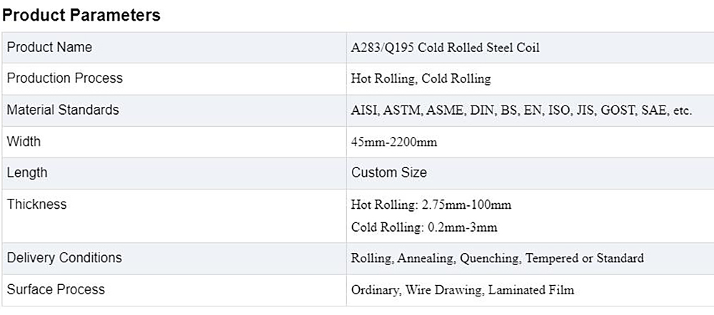 Cold Rolled Steel Coil Description