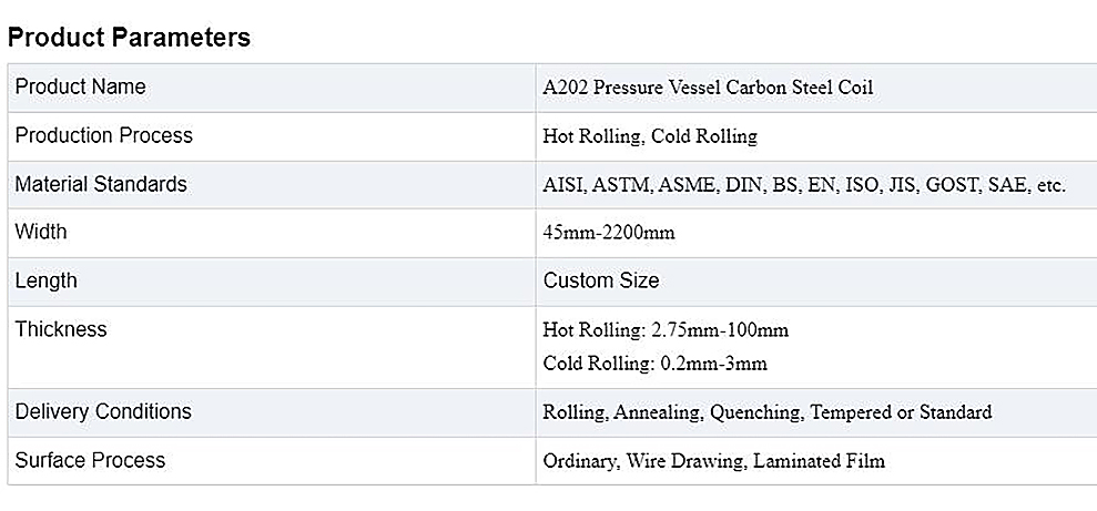 Pressure Vessel Carbon Steel Coil Description