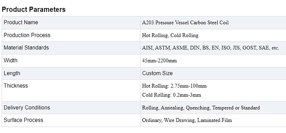 Pressure Vessel Carbon Steel Coil Description