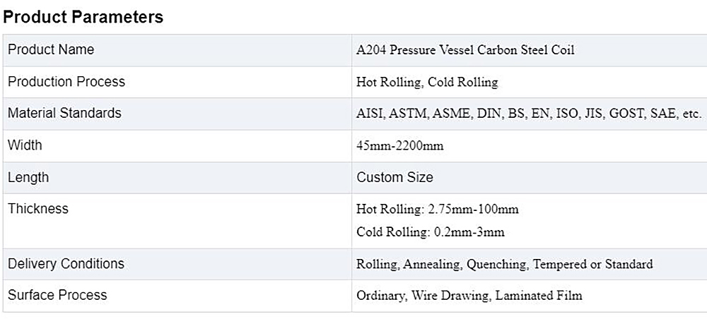 Pressure Vessel Carbon Steel Coil Description