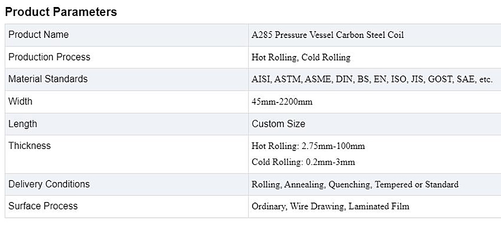 Pressure Vessel Carbon Steel Coil Description