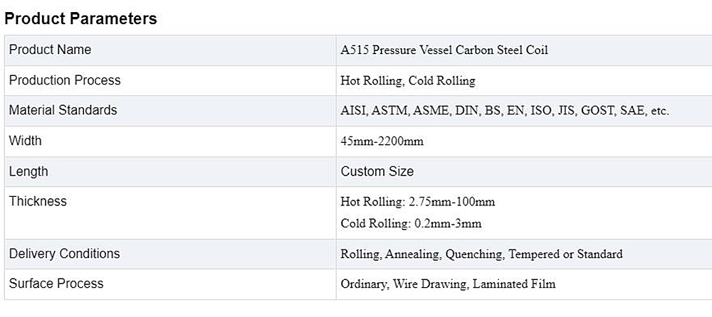 Pressure Vessel Carbon Steel Coil