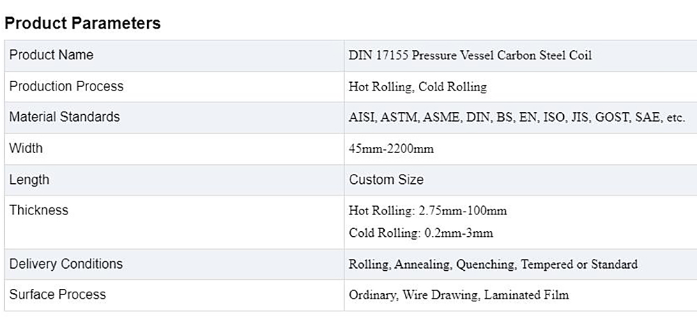 Pressure Vessel Carbon Steel Coil Description