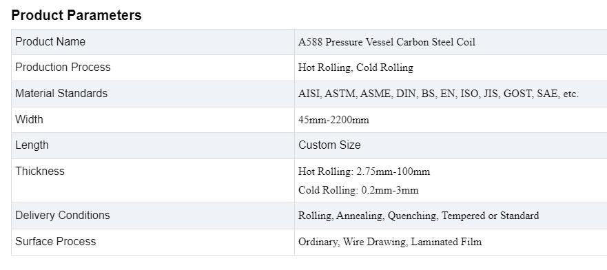 Pressure Vessel Carbon Steel Coil Description