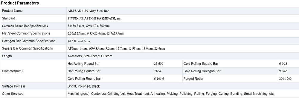 AISI/SAE 4130 Alloy Steel Bar Description