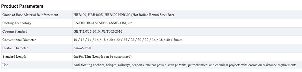 Epoxy Resin Coated Steel Bar