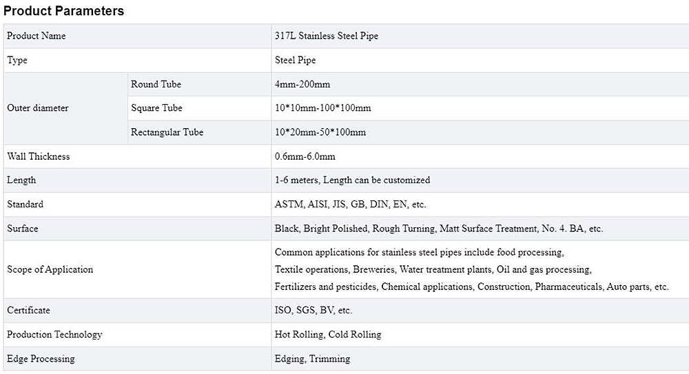 Stainless Steel Pipe Description