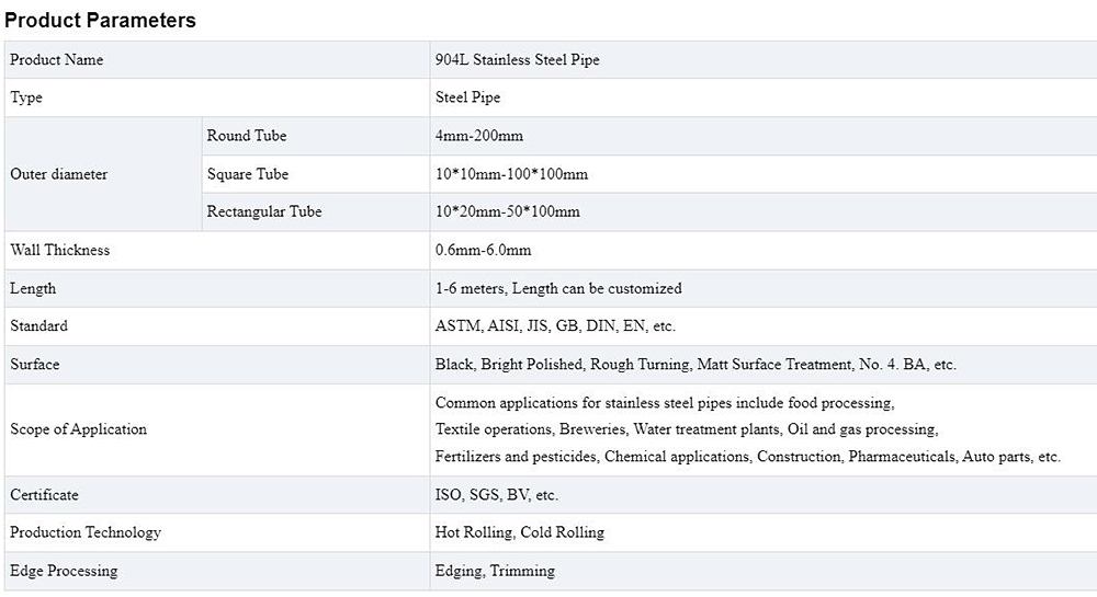Stainless Steel Pipe Description