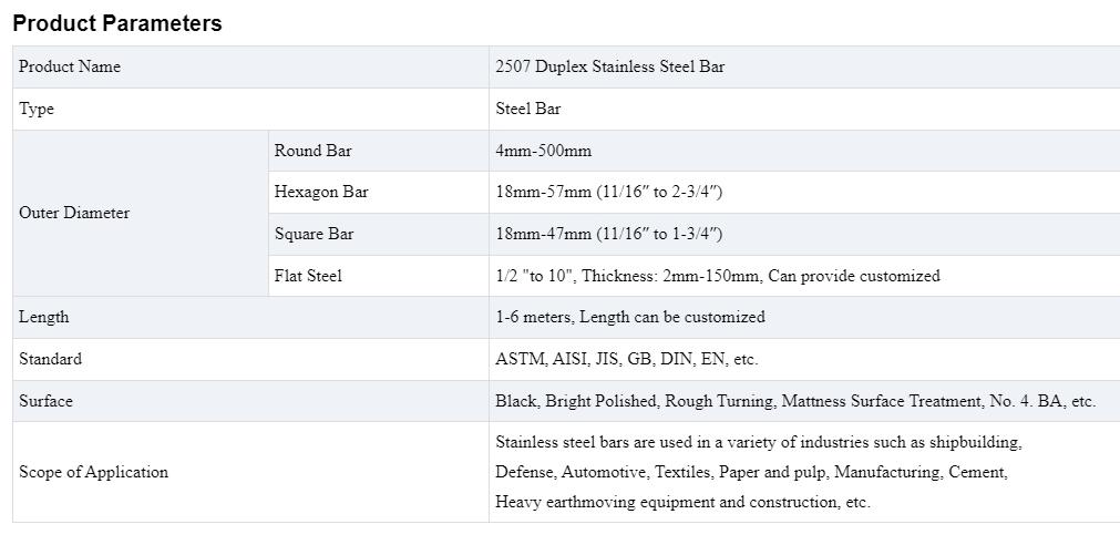 Duplex Stainless Steel Bar Description