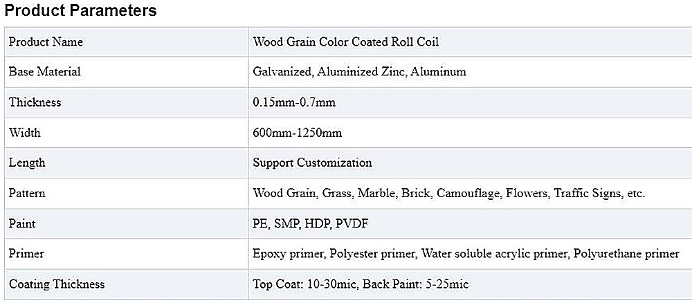 Wood Grain Color Coated Roll Coil Description