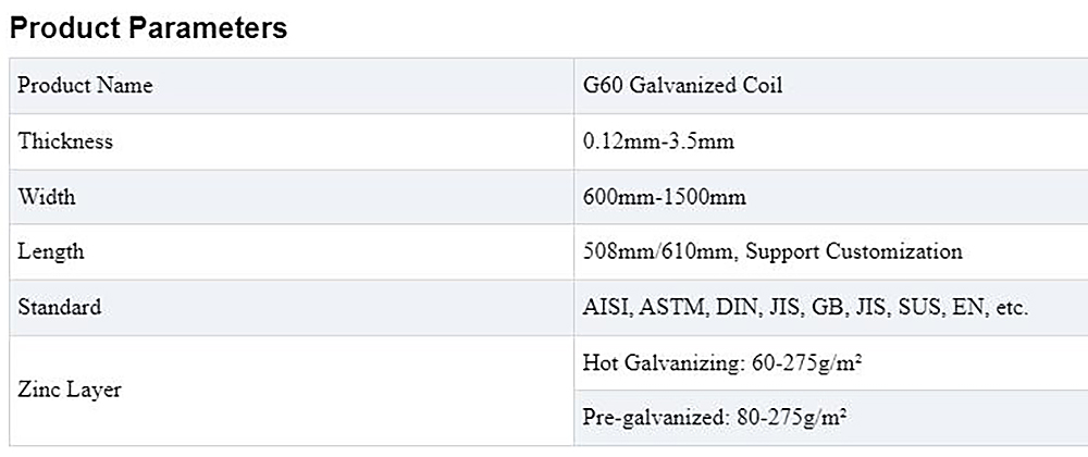 G60 Galvanized Coil Description