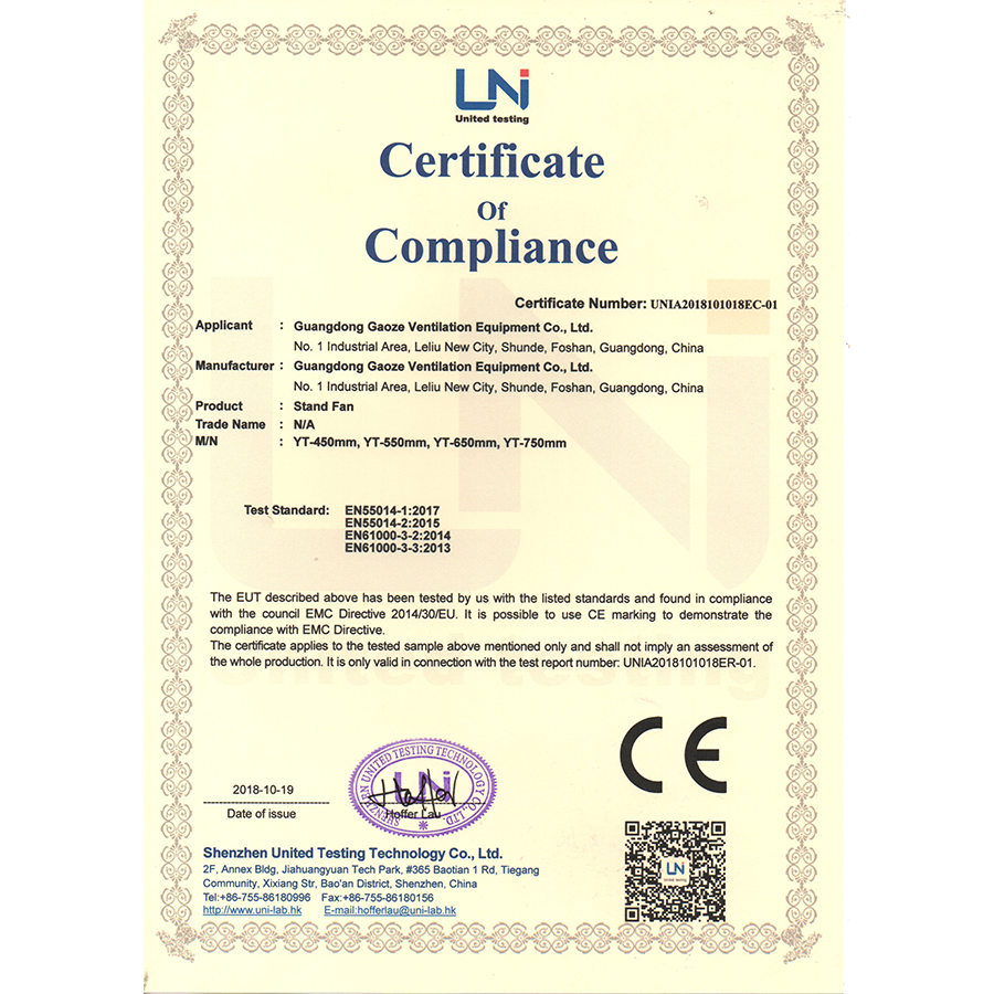 Industrial fan CE-EMC