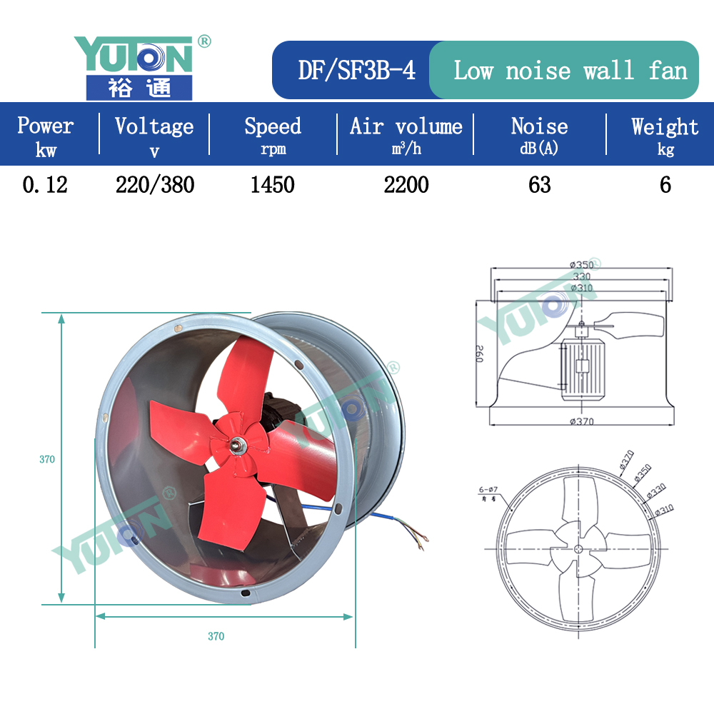 Low Noise Wall Duct Axial Flow Fan