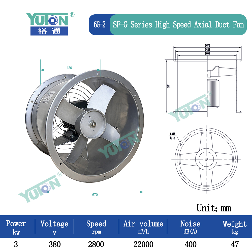 High-Speed Duct Axial Flow Fan