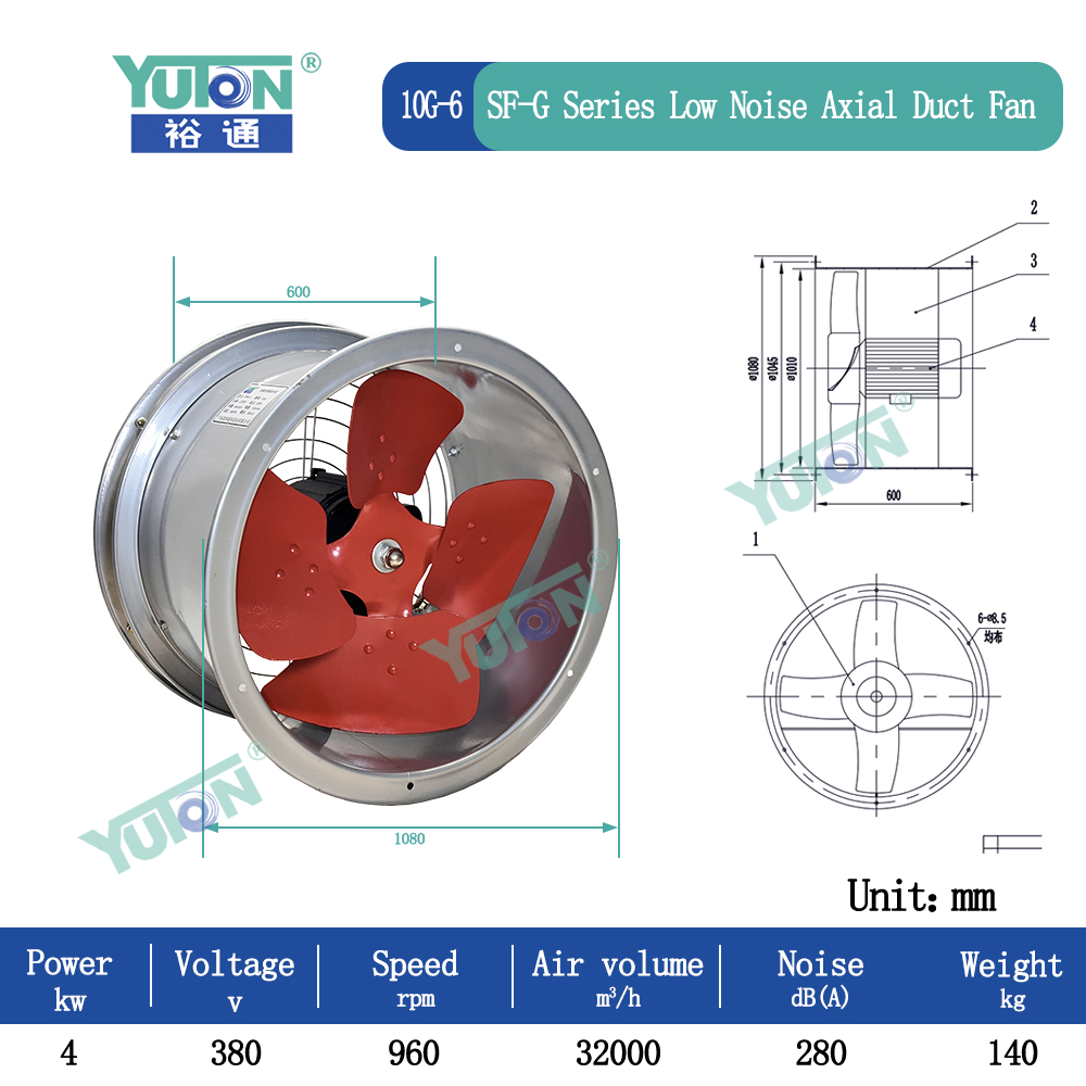 Low Noise Axial Duct Fan