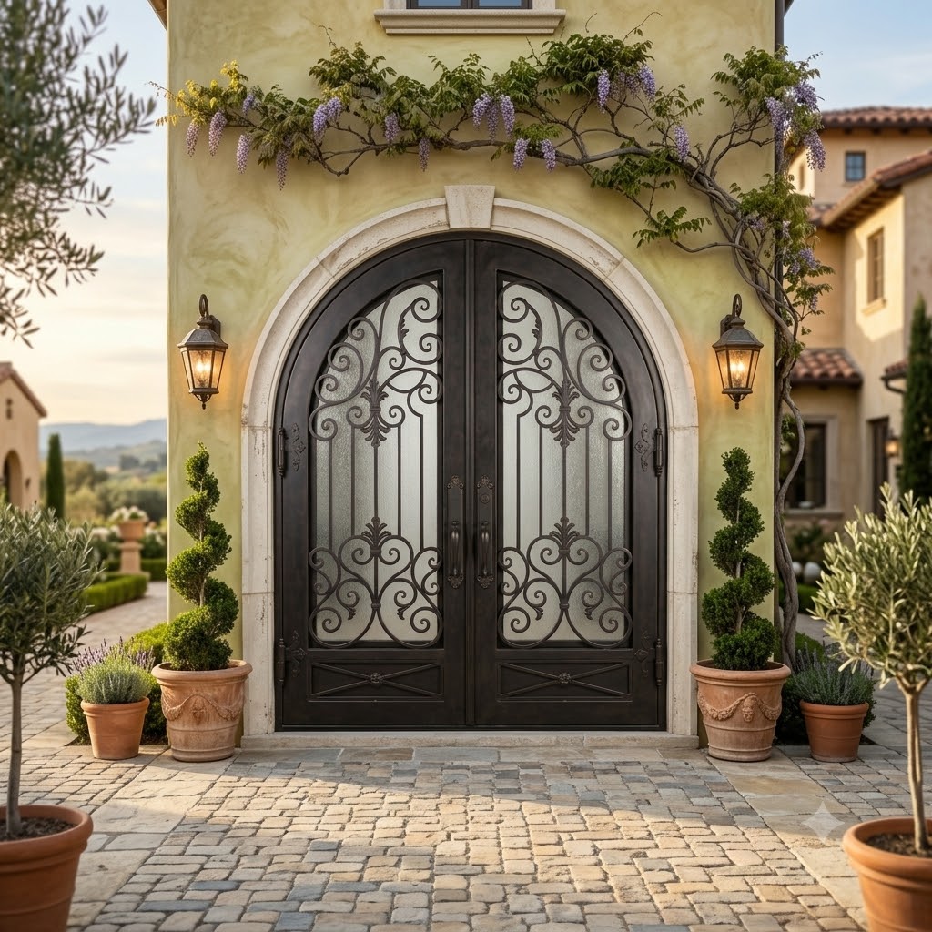 Wrought Iron Pivot Doors Drive Premium Entrance Trends