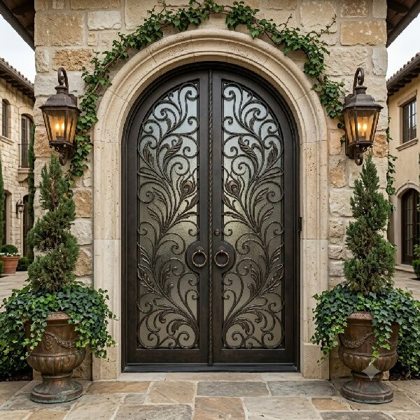 Wrought Iron Pivot Doors Redefine Contemporary Entrances