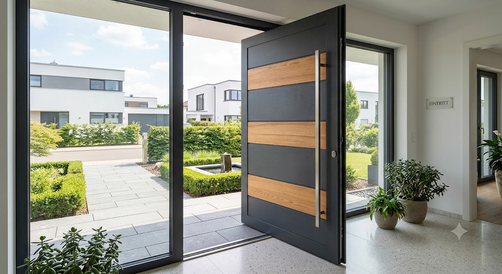 Modern Pivot Door Designs Transform German Entrance Spaces