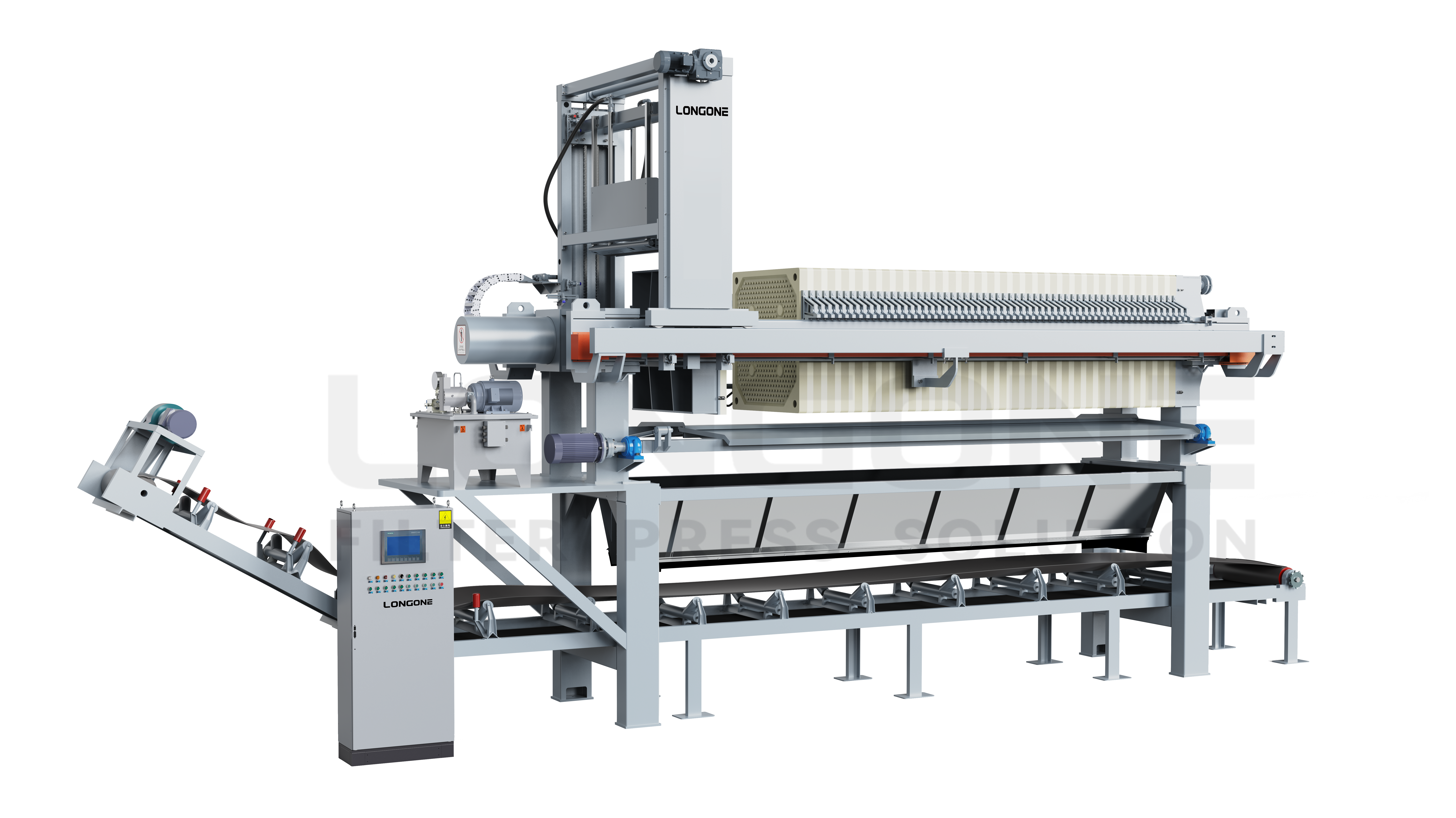 Sludge dewatering filter press