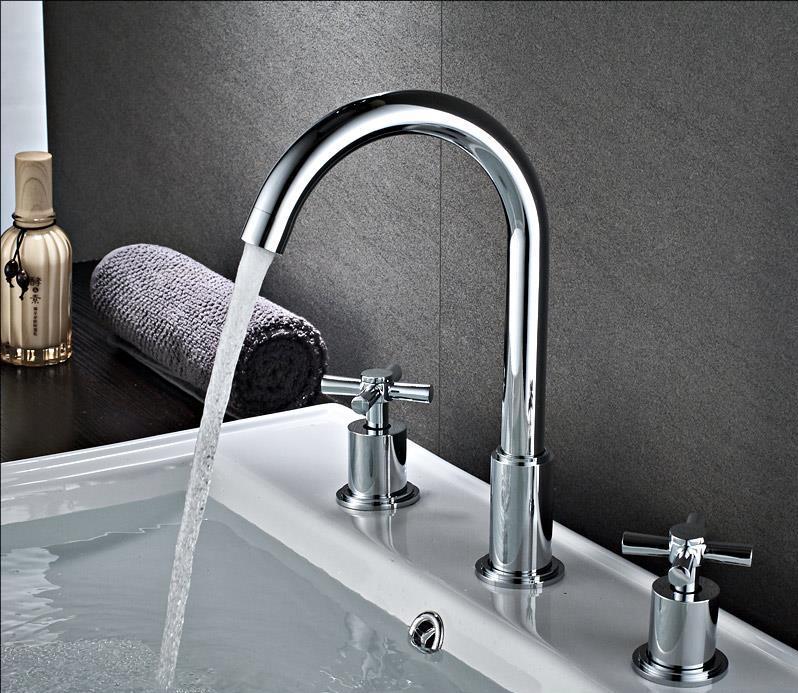 Basin Mixer Classic Chrome-plated With Three Hole Wall Mounted