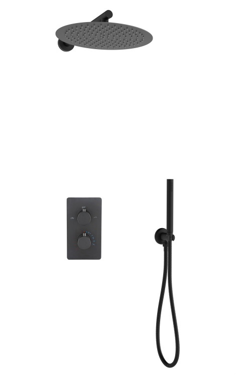 Black Concealed Thermostatic Shower Mixer