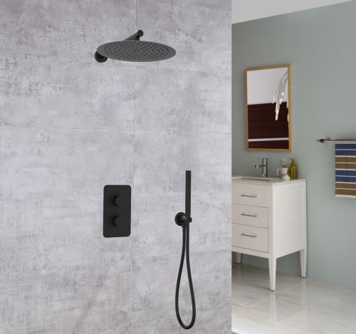 Black Concealed Thermostatic Shower Mixer