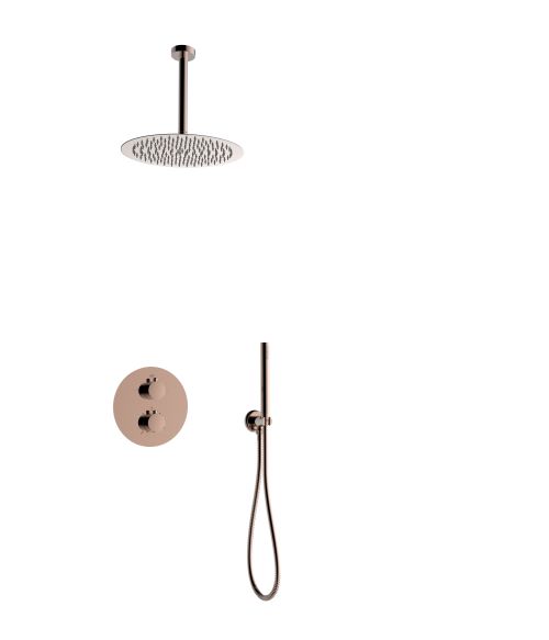 Brass Rose Gold Thermostatic Bathroom Shower Set