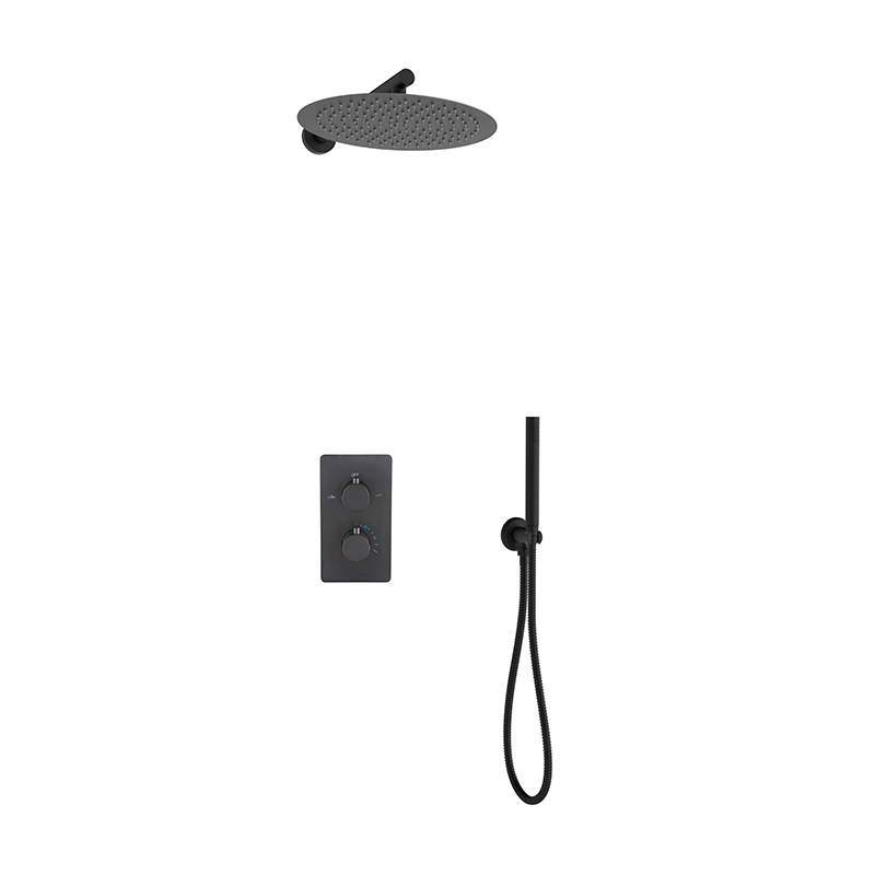 Black Concealed Bathroom Shower Mixer Set