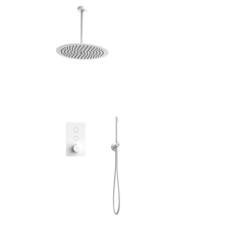 Matt White Rainforest Shower Mixer With Concealed Box