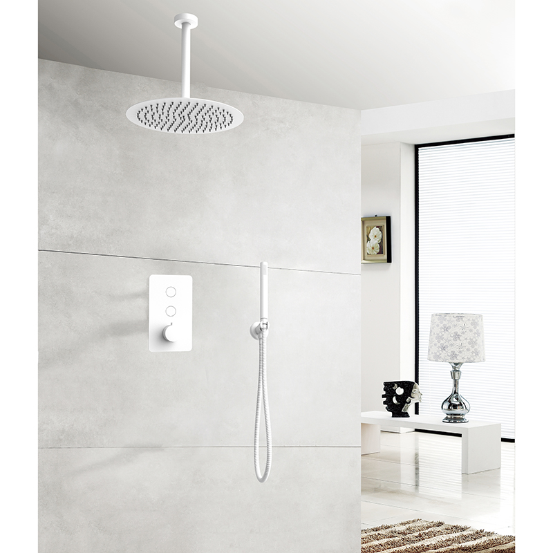 Matt White Rainforest Shower Mixer With Concealed Box