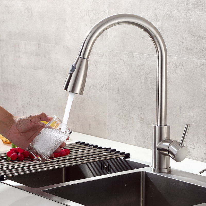 Brass Chrome- Plated Pull Down Kitchen Faucet