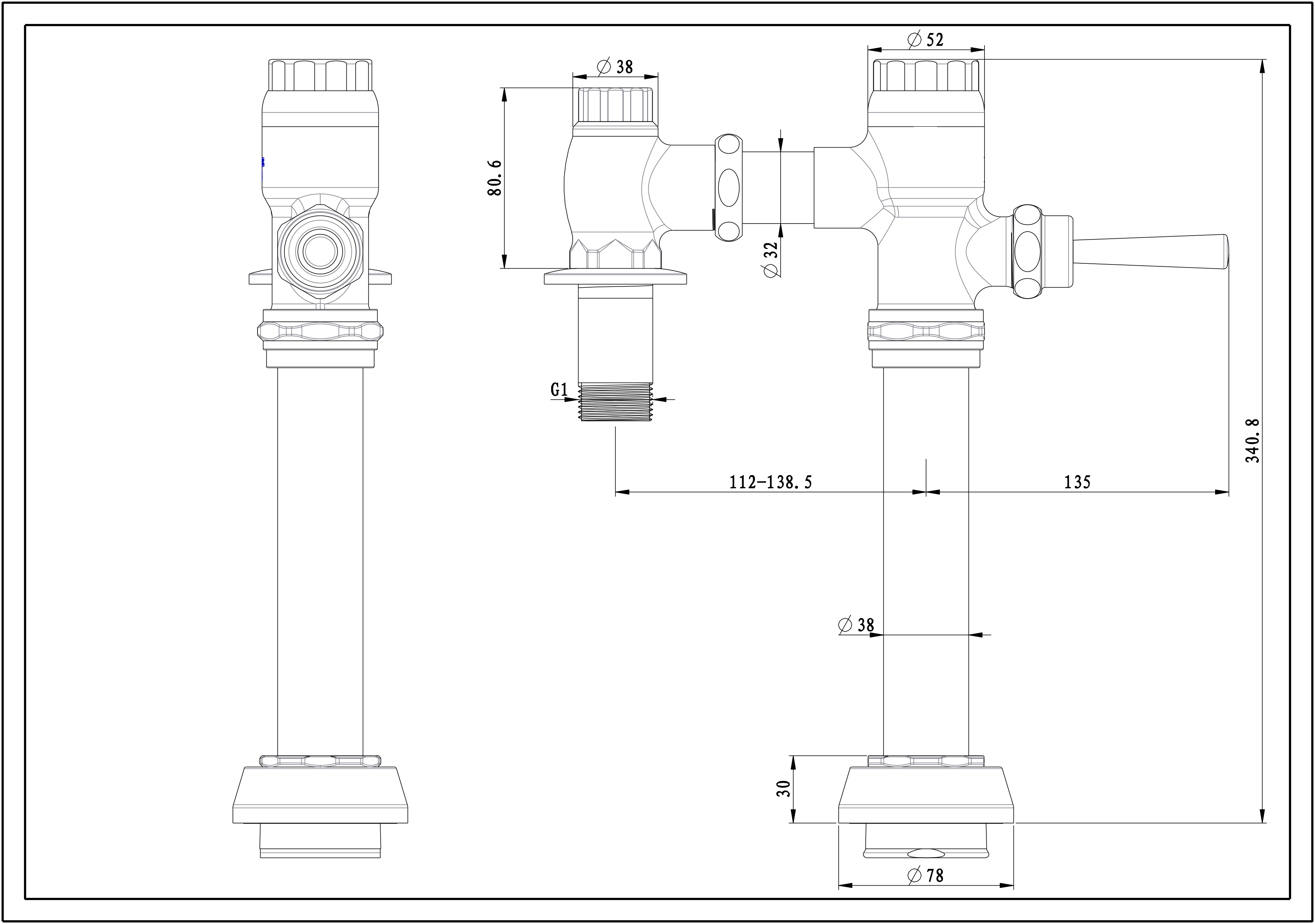 Brass Exposed Wc Toilet Flush Valve