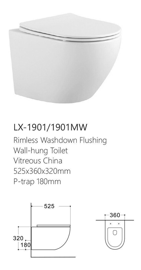European Style One-Piece Wall Mounted Porcelain WC Set
