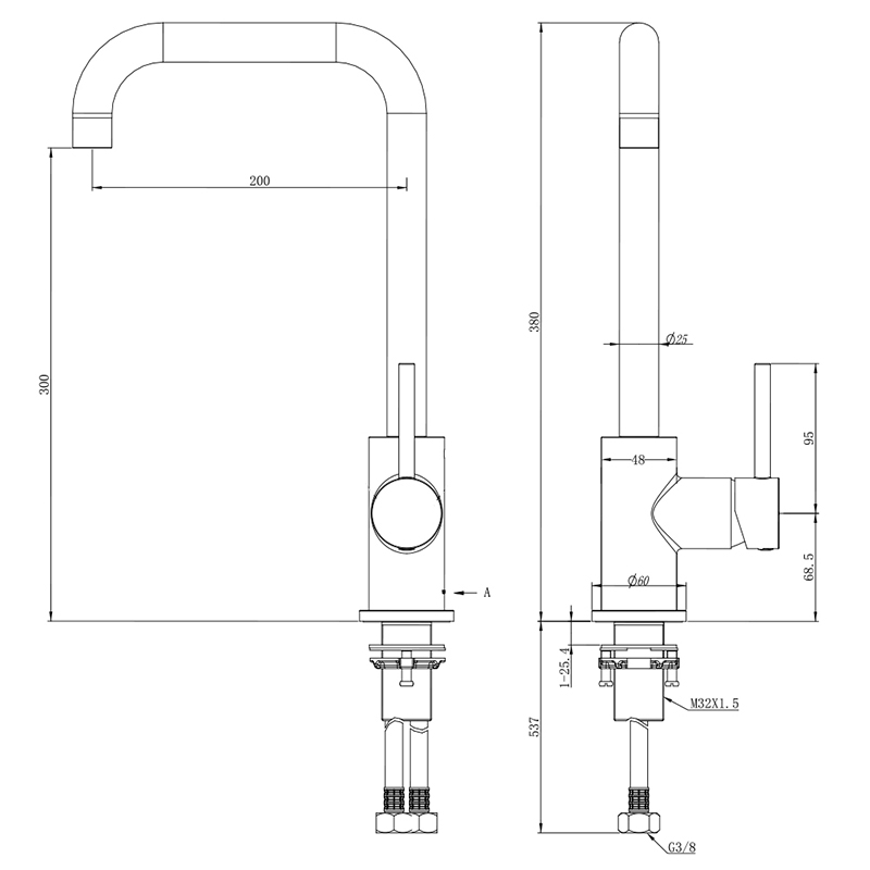 Single Hole Kitchen Faucet SUS304