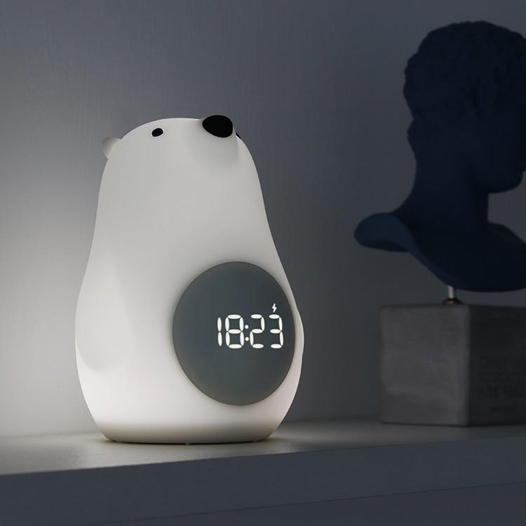 Cute morning light, guard every moment - digital bear silicone alarm clock