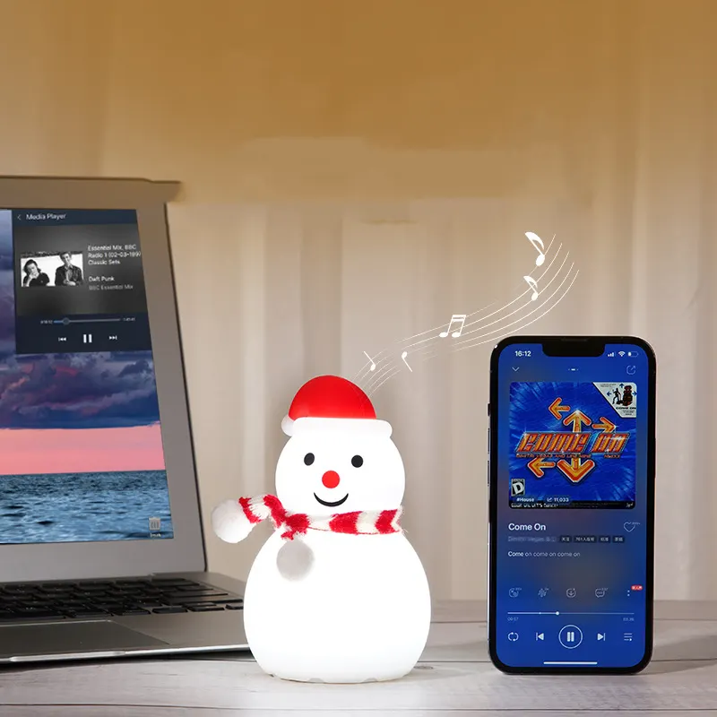 Veilleuse de Noël en silicone en forme de bonhomme de neige