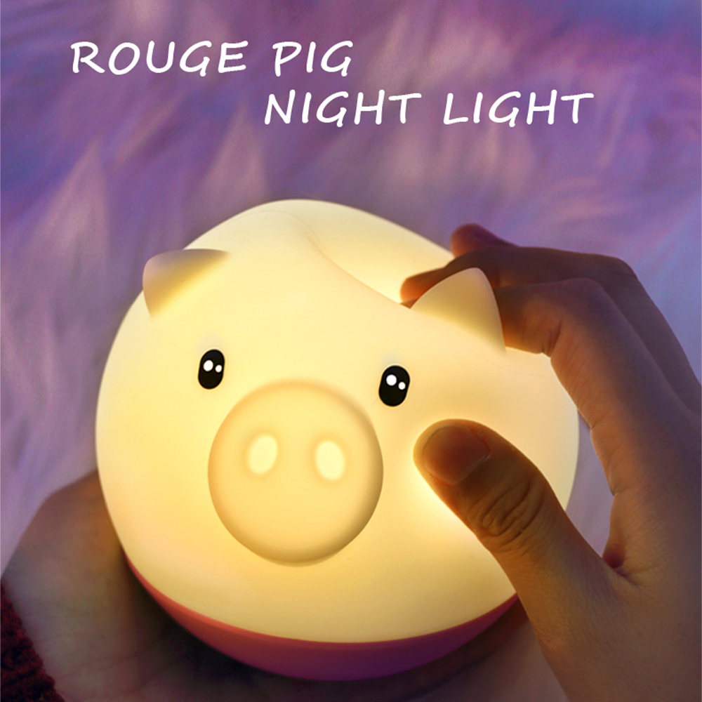 Nontoxic silicone material Cute pig led night light