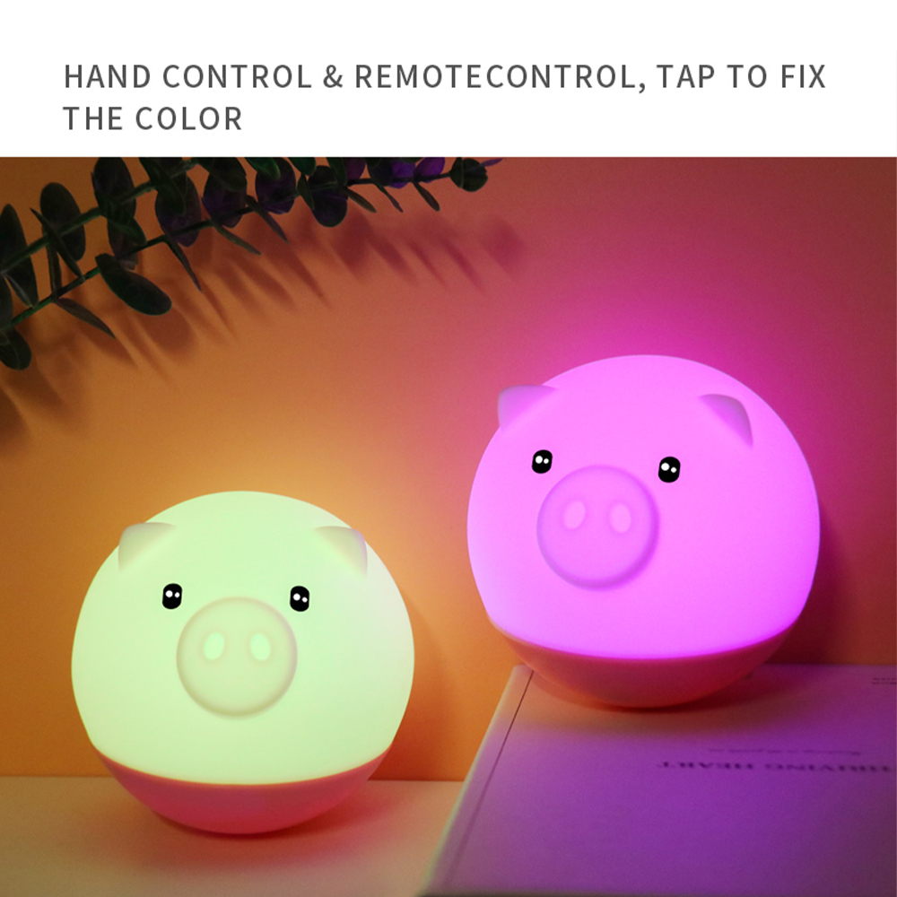 Nontoxic silicone material Cute pig led night light