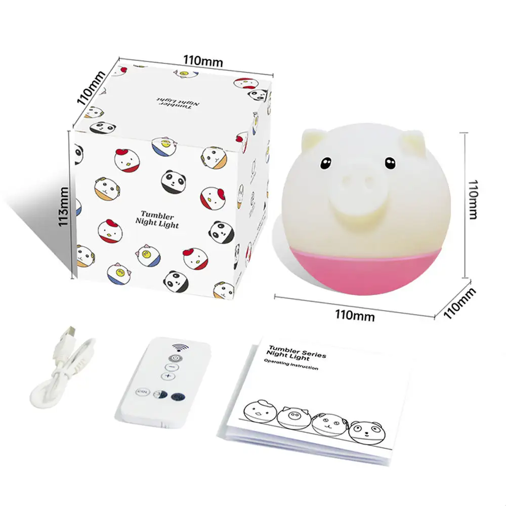 Nontoxic silicone material Cute pig led night light