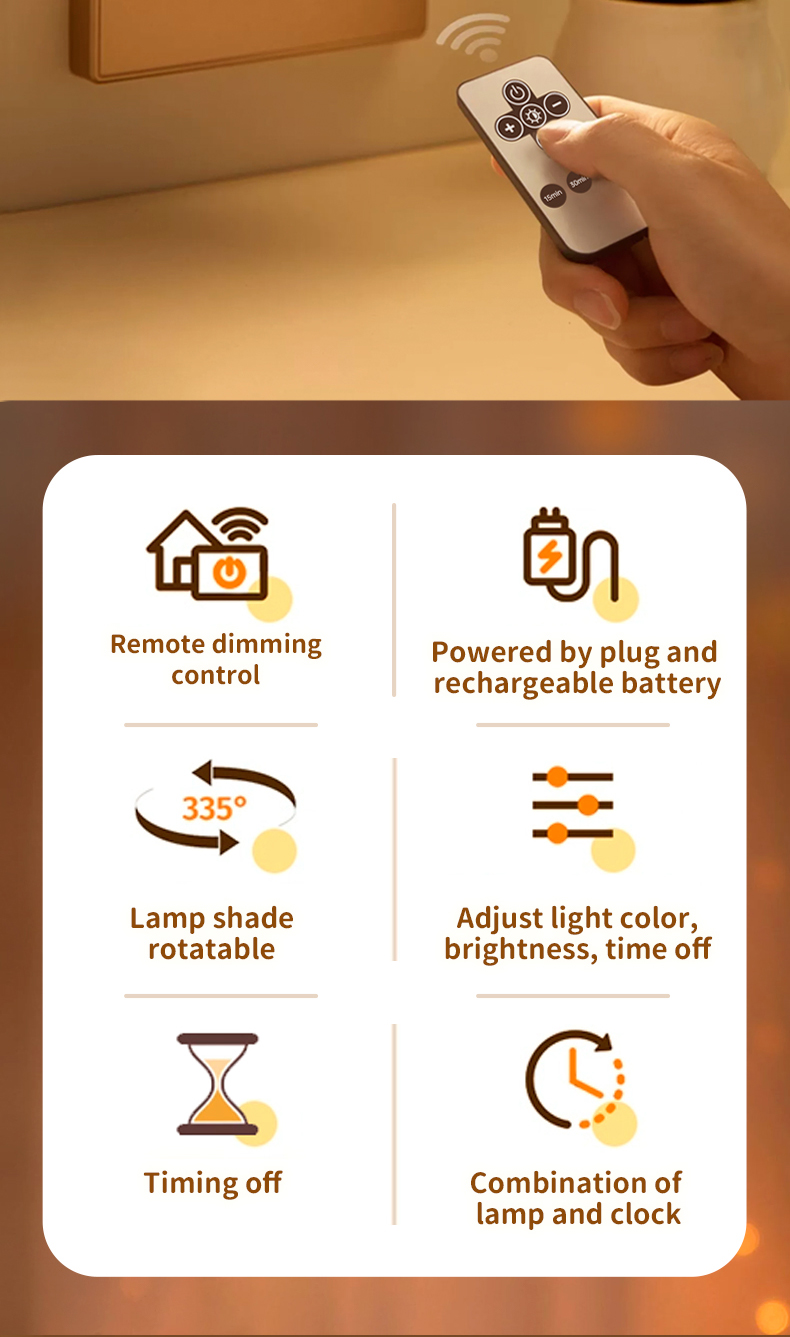 Réveil de chevet rotatif à LED en forme de lapin avec contrôle par application