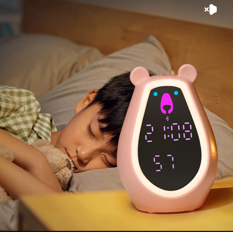 Lindo reloj despertador de noche con forma de oso y luces nocturnas