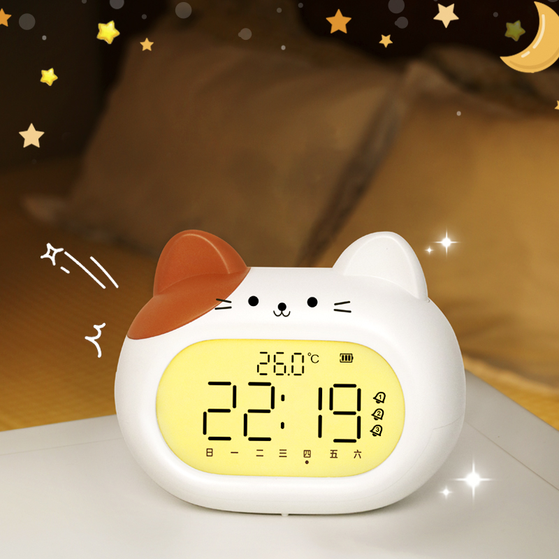 Kawaii kitten kids smart digital alarm clock