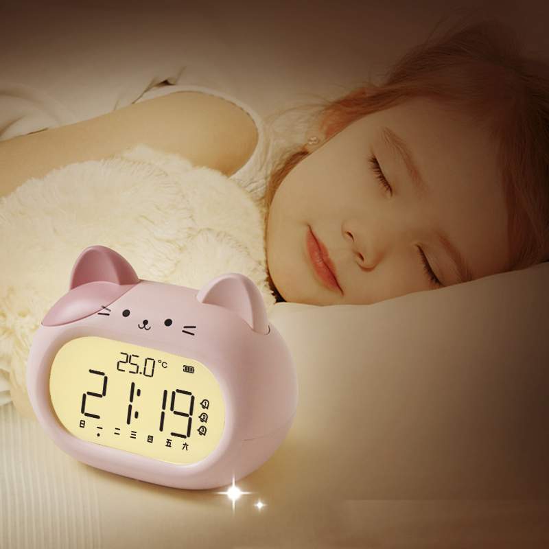 Kawaii kitten kids smart digital alarm clock