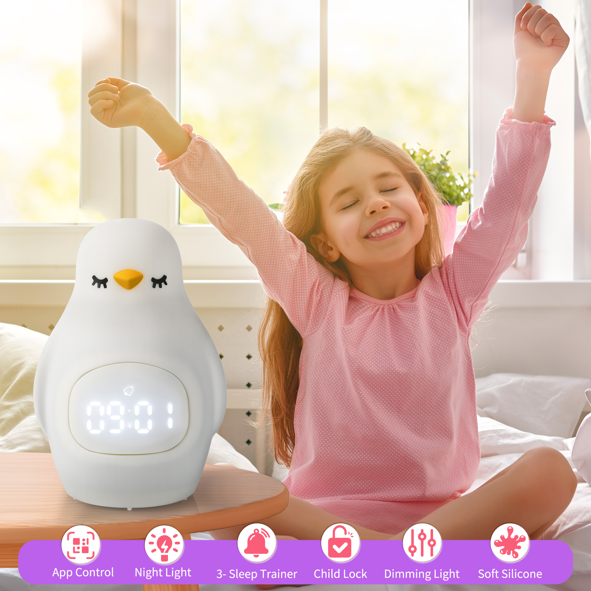 Penguin Smart Alarm Clock Night Light